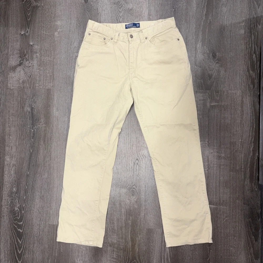 Vintage Polo Ralph Lauren 5 Pocket Twill Pants 34x30 Khaki Relaxed Straight